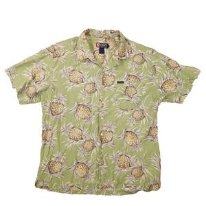 Chaps‎ Ralph Lauren Vintage Green Pineapple Print Button Up Shirt Men's size XL
